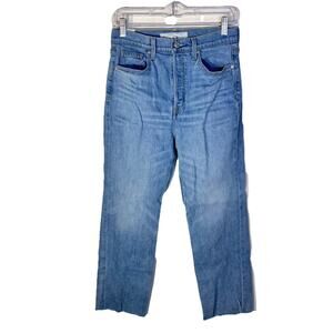 Frank & Eileen Monaghan Straight Leg Jeans In Blue Size 29 Button Fly Raw Hem